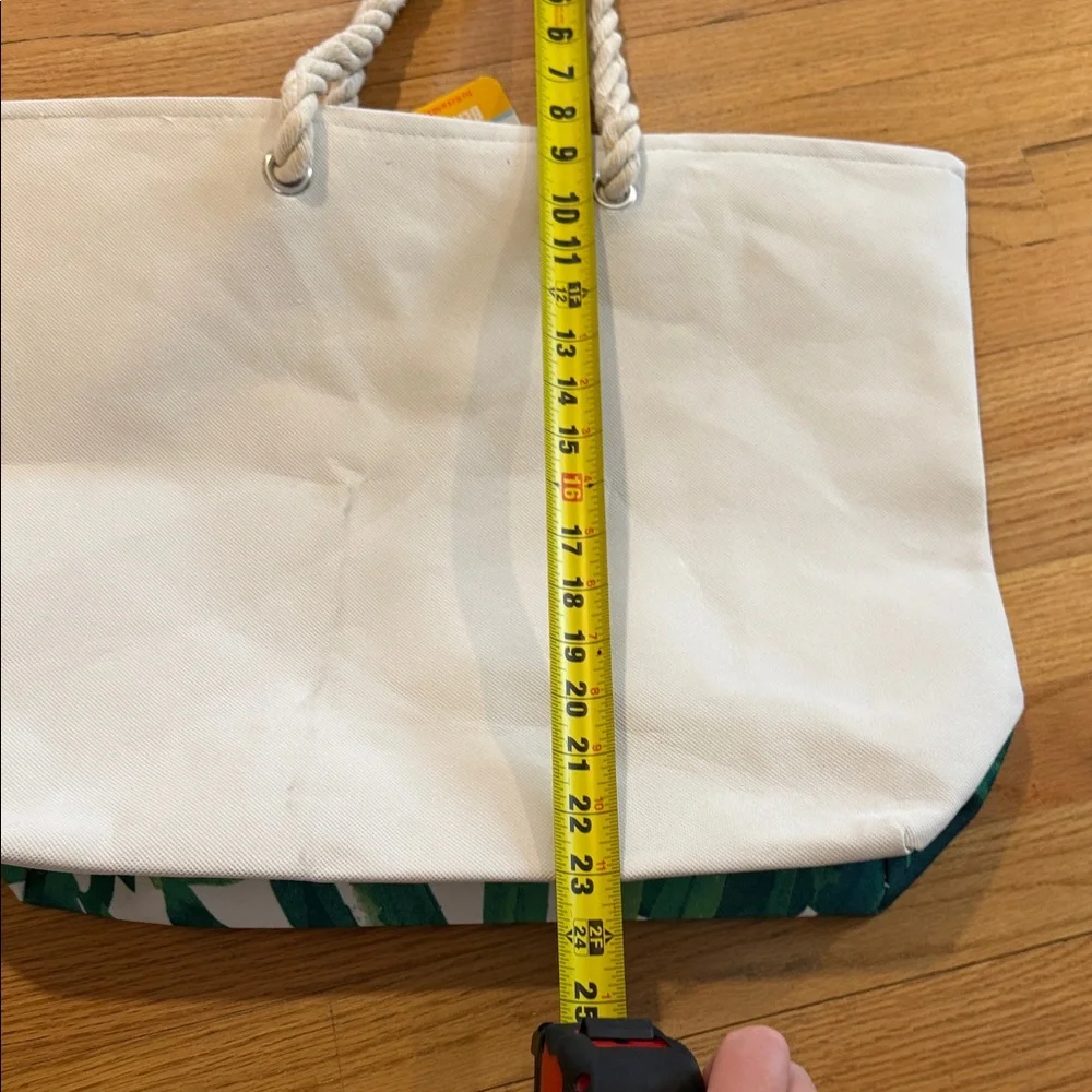 Tropical Green Palm Canvas Beach Tote with Rope Handles